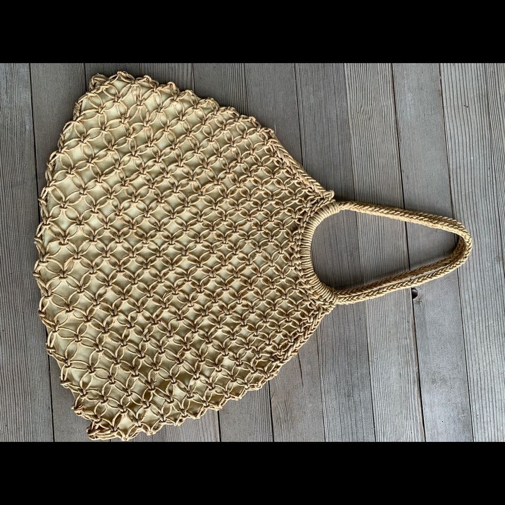 Large lined braided jute beach bag